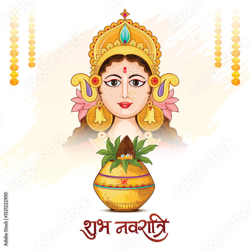 Illustration of goddess happy navratri celebration card background