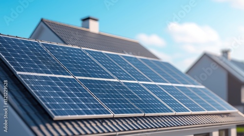 Wallpaper Mural Solar panels on a rooftop of a modern house. Renewable energy concept. Torontodigital.ca