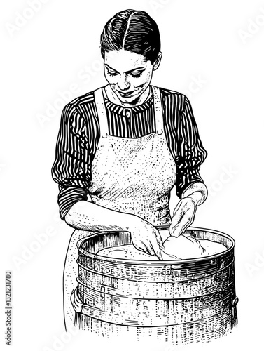Crafting artisanal bread with care in a rustic kitchen setting during the early morning