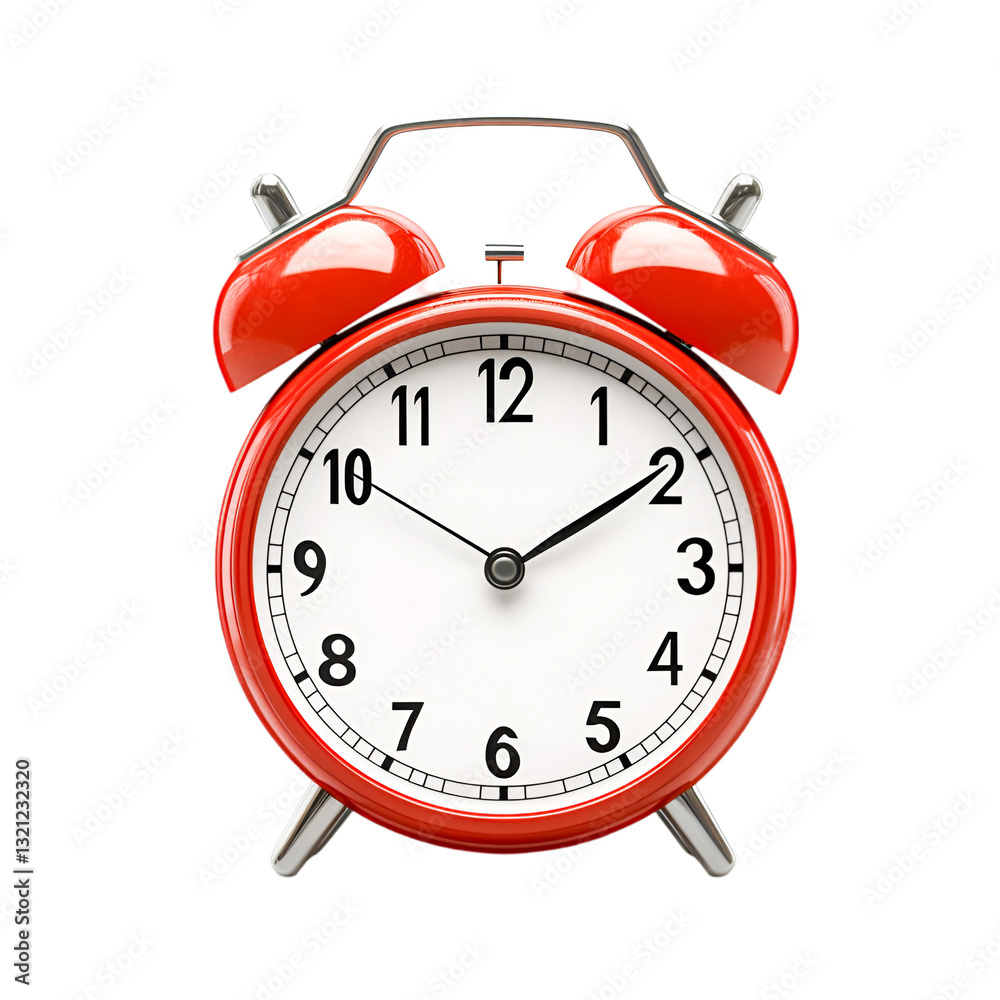 A Classic Red Alarm Clock Showing the Time A Simple Yet Striking Image A Classic Red Alarm Clock Showing the Time A Simple Yet Striking Image