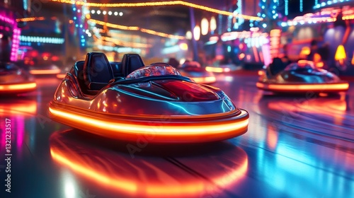 Bumper Cars at Night: Funfair Lights and Thrills