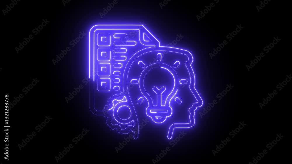 Glowing neon problem solving skills icon isolated on black background. HD Video motion graphic animation Glowing neon problem solving skills icon isolated on black background. HD Video motion graphic animation