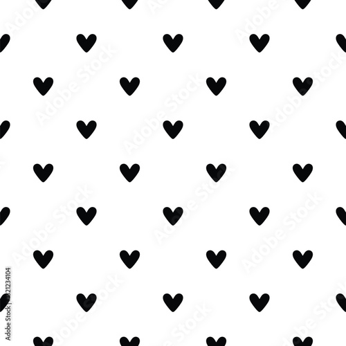 Black Heart Pattern Background, Black And White, Kawaii Style