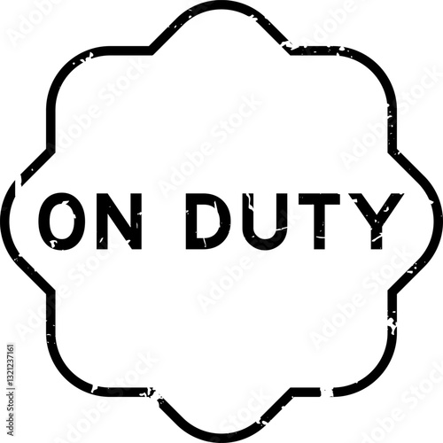 Grunge black on duty word square rubber seal stamp on white background