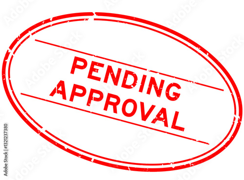 Grunge red pending approval word oval rubber seal stamp on white background