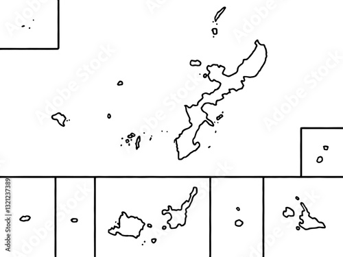 少しゆるい白い沖縄県地図 西日本 離島