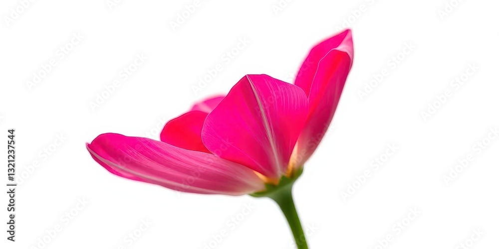 Fototapeta premium A single vibrant bloom, petals unfurled, isolated against a pure white backdrop, elegant, white background