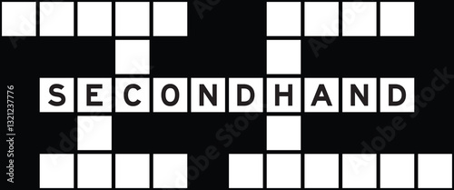 Alphabet letter in word secondhand on crossword puzzle background