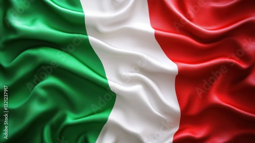Close-Up View of the Italian Flag with Rich Draped Fabric Texture  Showcasing Vibrant Green White and Red Colors