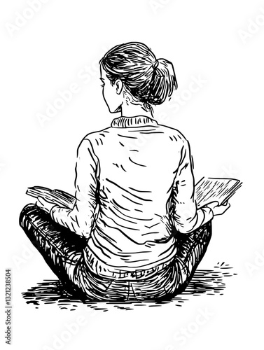 Relaxation and contemplation as a woman enjoys a moment of peace while reading a book in a cozy corner