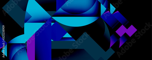 Circles, semi circles, squares and round triangles. Geometric mosaic style pattern abstract background for wallpaper, banner, backdrop, card, book Illustration, landing page
