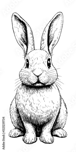 Detailed engraved illustration of a cute rabbit ready for tattoo and packaging design inspiration