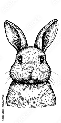 Engraved vector illustration of a cute rabbit, perfect for tattoo designs and packaging ideas, showcasing intricate details and artistic flair