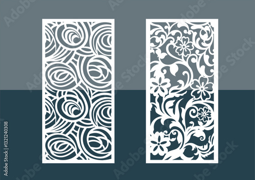 Kitchen and Hall Jali geometric CNC jaali pattern for laser cutting and interior designing vector graphics