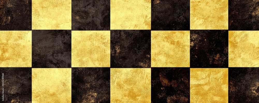 Fototapeta premium Abstract Gold and Black Checkerboard Texture Grunge Pattern Background Design