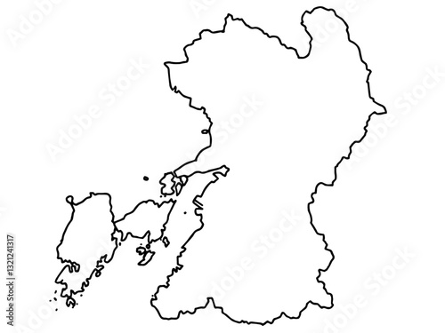 少しゆるい白い熊本県地図 九州 西日本