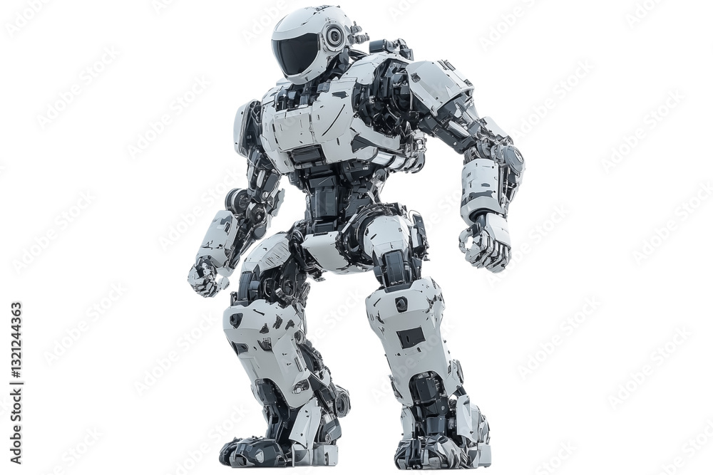 AI combat robot standing in defensive position
isolated on transparent background AI combat robot standing in defensive position
isolated on transparent background