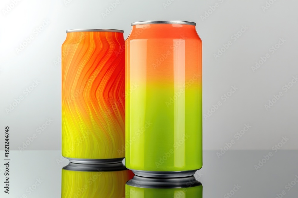 Fototapeta premium Brightly colored cans showcase unique swirling patterns, creatin