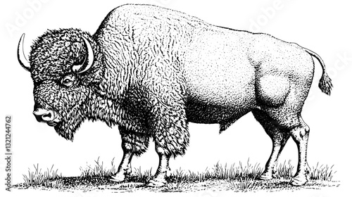 Engraved buffalo illustration showcasing intricate details for tattoo enthusiasts and artistic packaging designs
