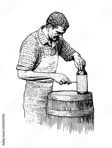 Crafting intricate designs on barrels through traditional engraving techniques for artisanal packaging