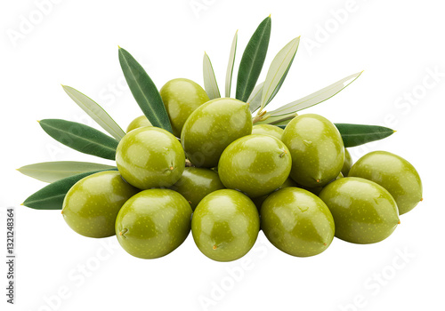 Wallpaper Mural Fresh Green Olives Pile with Leaves on Transparent Background Still Life Torontodigital.ca