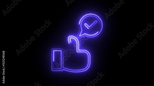 Glowing neon accept icon isolated on black background. HD Video motion graphic animation