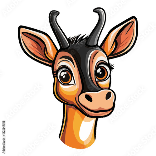 Cute Cartoon Gazelle with Antlers