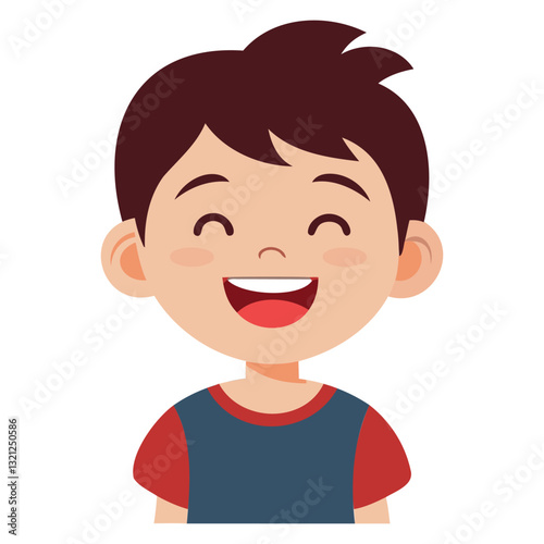 "Joyful Boy Laughing - Fun Cartoon Vector Illustration"