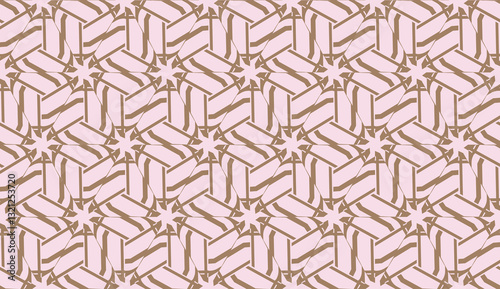 Decorative pattern with triangles style. Vector illustration. For fashion print, scrapbooking page, flyer design. Light brown color. Seamless