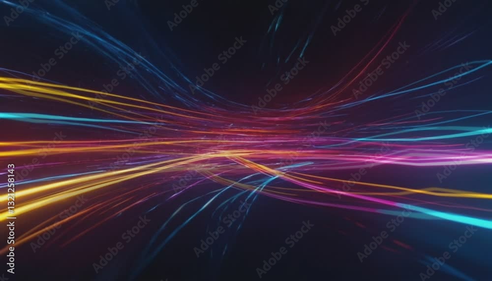 a colorful abstract design of flowing light streaks against dark background, evoking a sense of energy and motion. The glowing lines create a dynamic visual effect 4K Motion loop video a colorful abstract design of flowing light streaks against dark background, evoking a sense of energy and motion. The glowing lines create a dynamic visual effect 4K Motion loop video