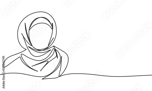 Arabian woman one line continuous. Hand drawn vector art.