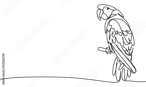 Parrot one line continuous. Hand drawn vector art.