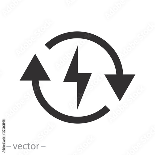 auto supply battery energy, backup power engine icon, consumption voltage sustainable, flat vector illustration