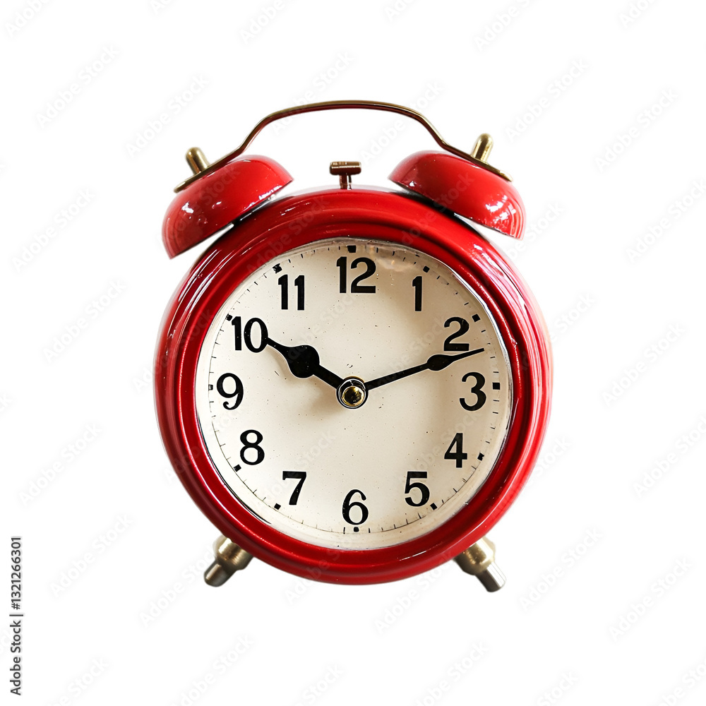 A Classic Red Alarm Clock Showing Time Timeless Design A Classic Red Alarm Clock Showing Time Timeless Design