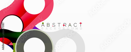 Abstract circle element composition with overlapping circular and tubular shapes featuring smooth gradients, transparency effects, and dynamic layering