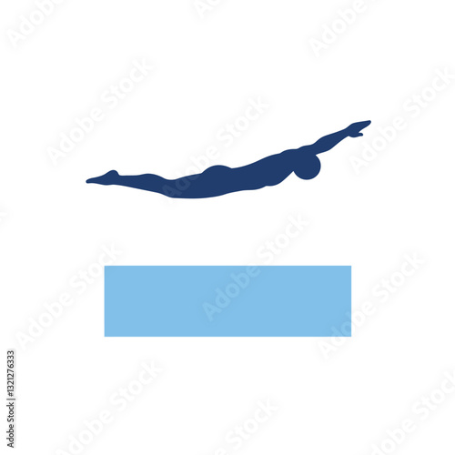 Diver executing a perfect jump in minimal flat vector illustration