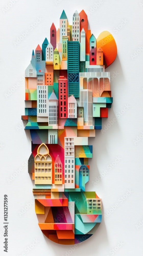 Footprint of urban life, A colorful architectural impression in the city Footprint of urban life, A colorful architectural impression in the city