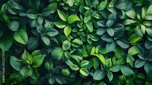 A collection of lush green leaves displaying natural patterns and textures with ample copy space for creative use