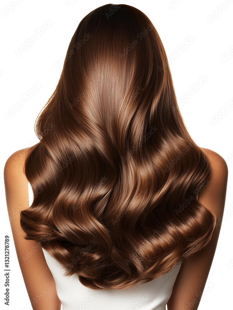 Fototapeta premium Woman with long, wavy, shiny brown hair