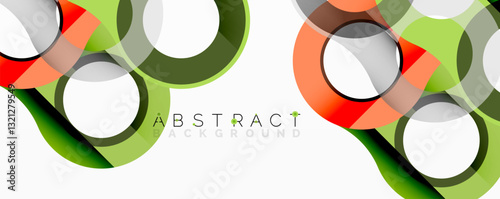 Abstract circle element composition with overlapping circular and tubular shapes featuring smooth gradients, transparency effects, and dynamic layering