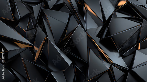 Modern geometric background with 3D triangles, luxurious textures, and a futuristic, contemporary style.