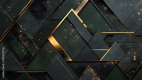 Elegant abstract background with geometric patterns in black and gold, perfect for a modern design.