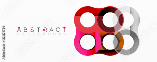 Abstract circle element composition with overlapping circular and tubular shapes featuring smooth gradients, transparency effects, and dynamic layering