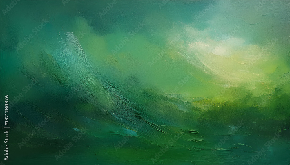 Emerald Hills Bathed In Soft Light, A Tranquil Landscape Painting Evoking Serenity And Quiet Contemplation In Muted Greens And Luminous Highlights Emerald Hills Bathed In Soft Light, A Tranquil Landscape Painting Evoking Serenity And Quiet Contemplation In Muted Greens And Luminous Highlights