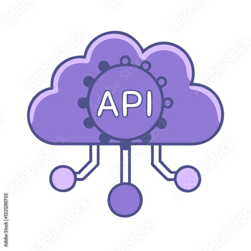 Cloud API Icon for Software Development, Cloud Computing, and Digital Integration

