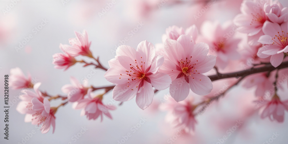 Pink Cherry Blossom in Spring Isolated On White Background. Pink Cherry Blossom in Spring Isolated On White Background.
