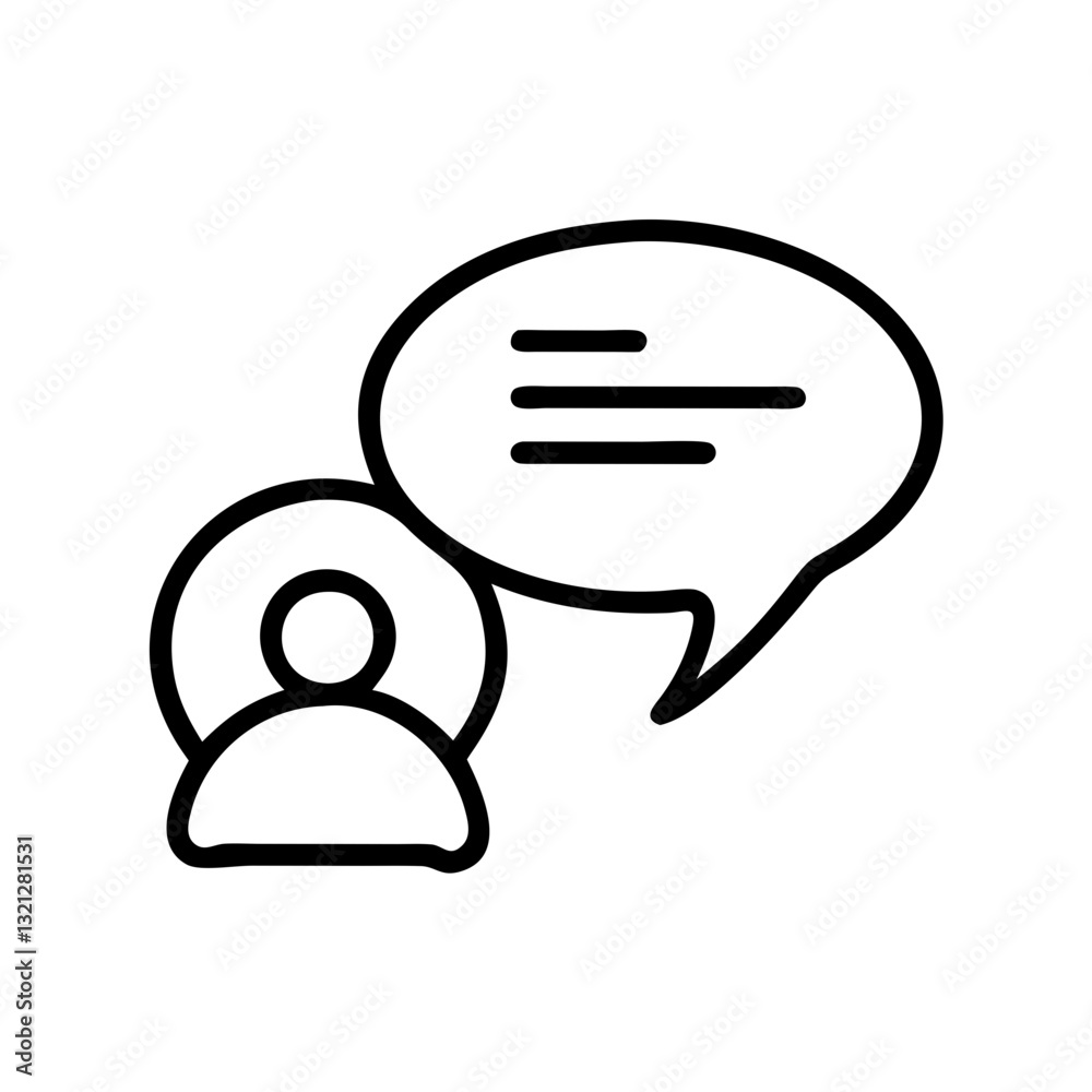 Person with speech bubble communicating ideas Person with speech bubble communicating ideas