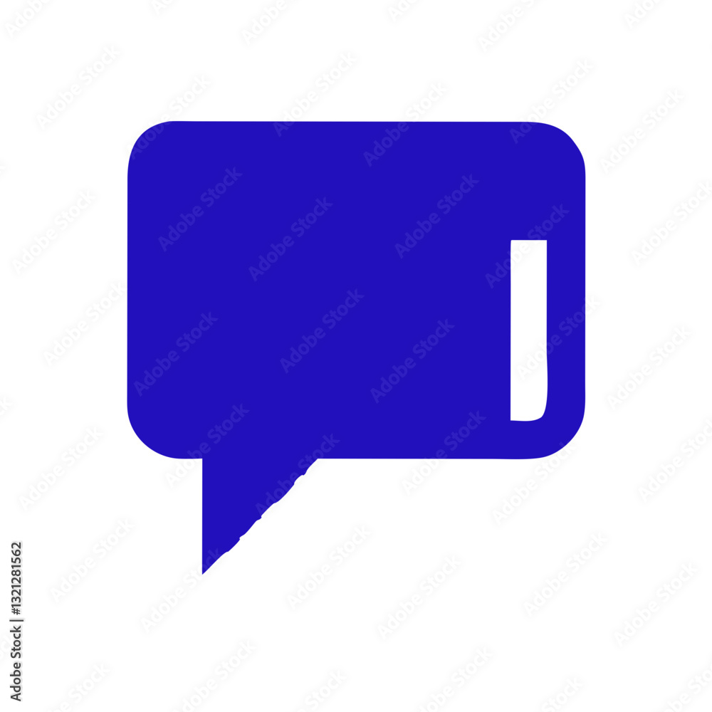 Speech bubble icon in vibrant blue color on a white background Speech bubble icon in vibrant blue color on a white background
