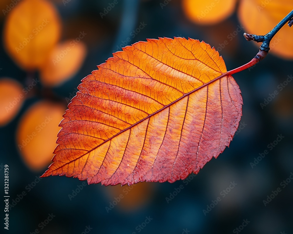 Single autumn leaf on branch. Single autumn leaf on branch.