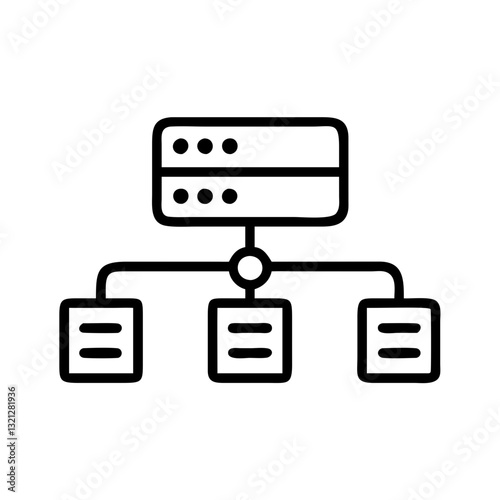 Server and Data Management Icon – Cloud Computing and Network Storage Symbol for IT Systems